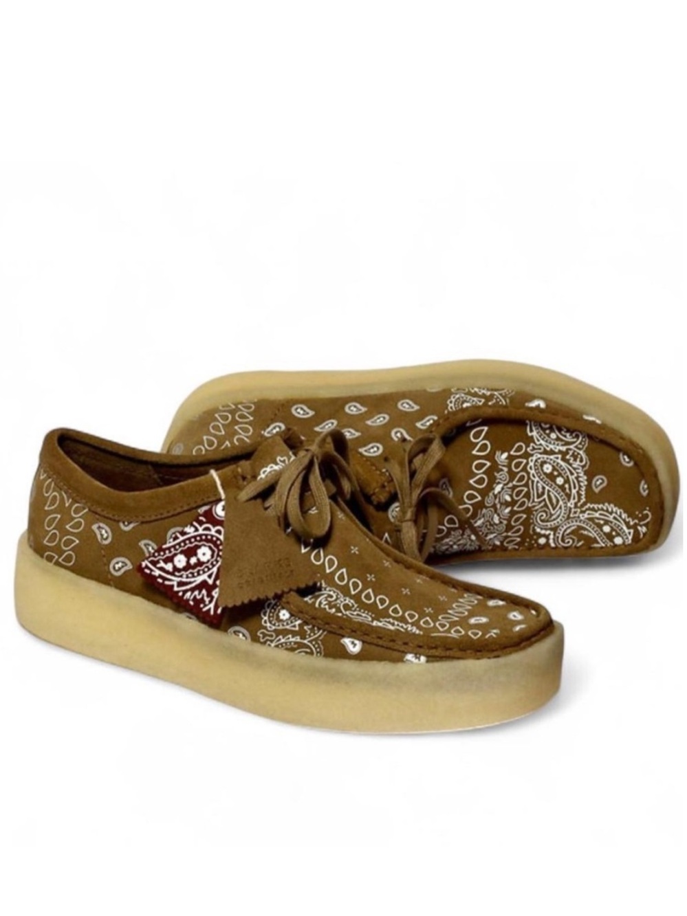 Clarks Wallabee Cup Dark Olive Bandana Print Moc Shoes Sz. US Men 10 (Deadstock) - Picture 3 of 9
